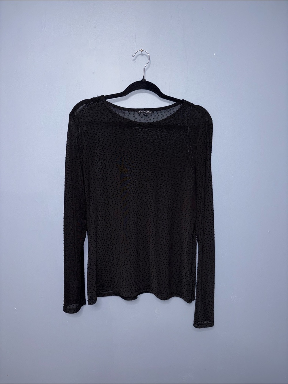 George | Black Sheer Swissdot Blouse | Size XL